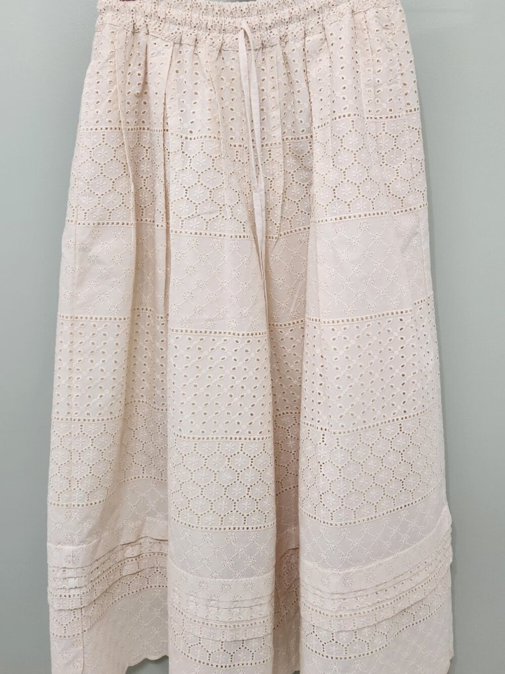 Custom made in Thailand for me.  Gorgeous, quality made pants looks like a skirt